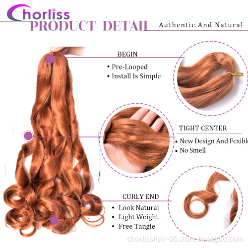 Wholesale Price  Prestreched Spiral Curl Crochet Braiding Hair French Curly Extensions For Braids Synthetic Hair Attachments
